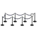 Montour Line Stanchion Post & Rope Kit Black 8FlatTop 7Dark Blue Rope 8.5x11V Sign C-Kit-7-BK-FL-1-Tapped-1-8511-V-7-PVR-DB-PS